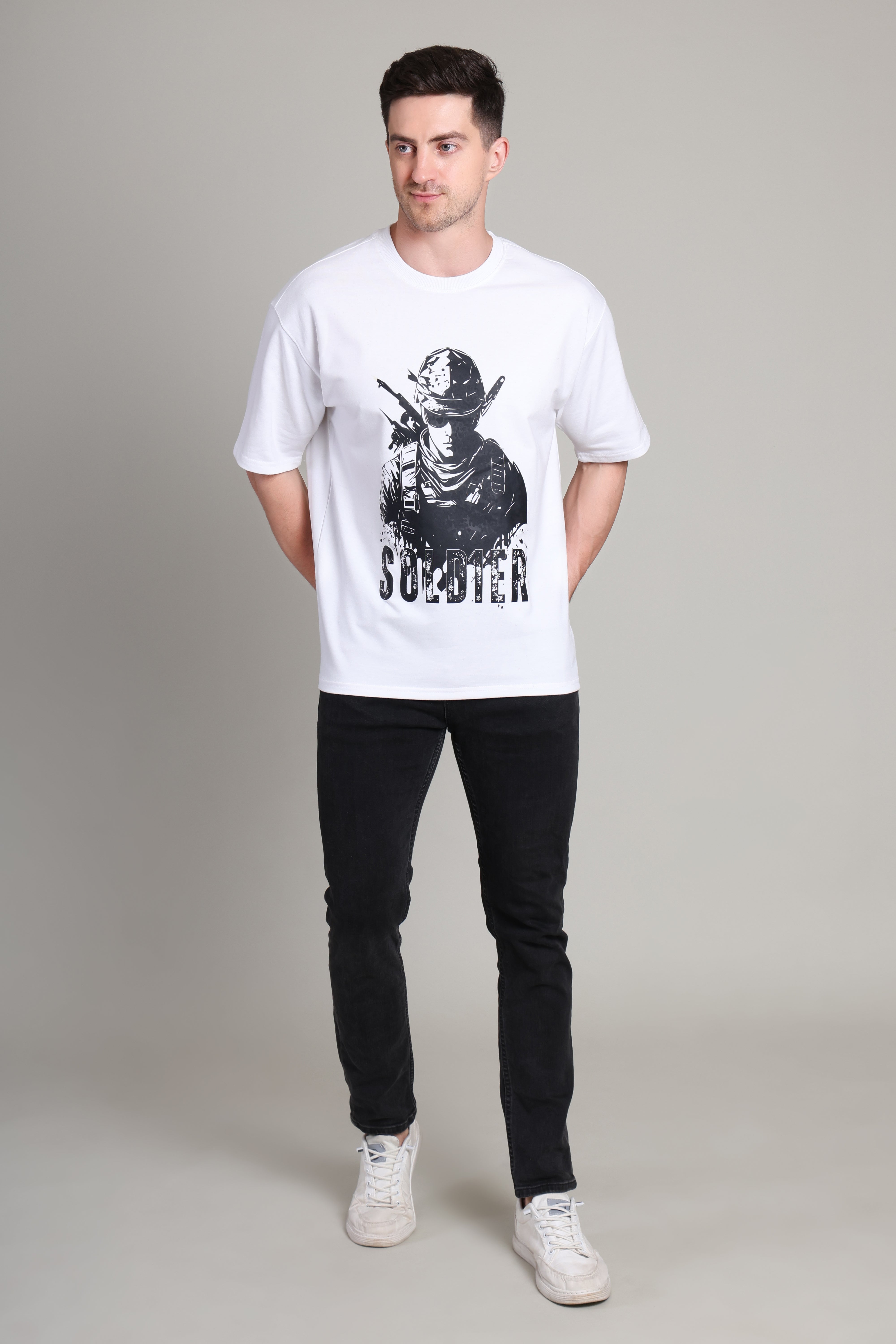 Oversized T Shirt - Soldier - White