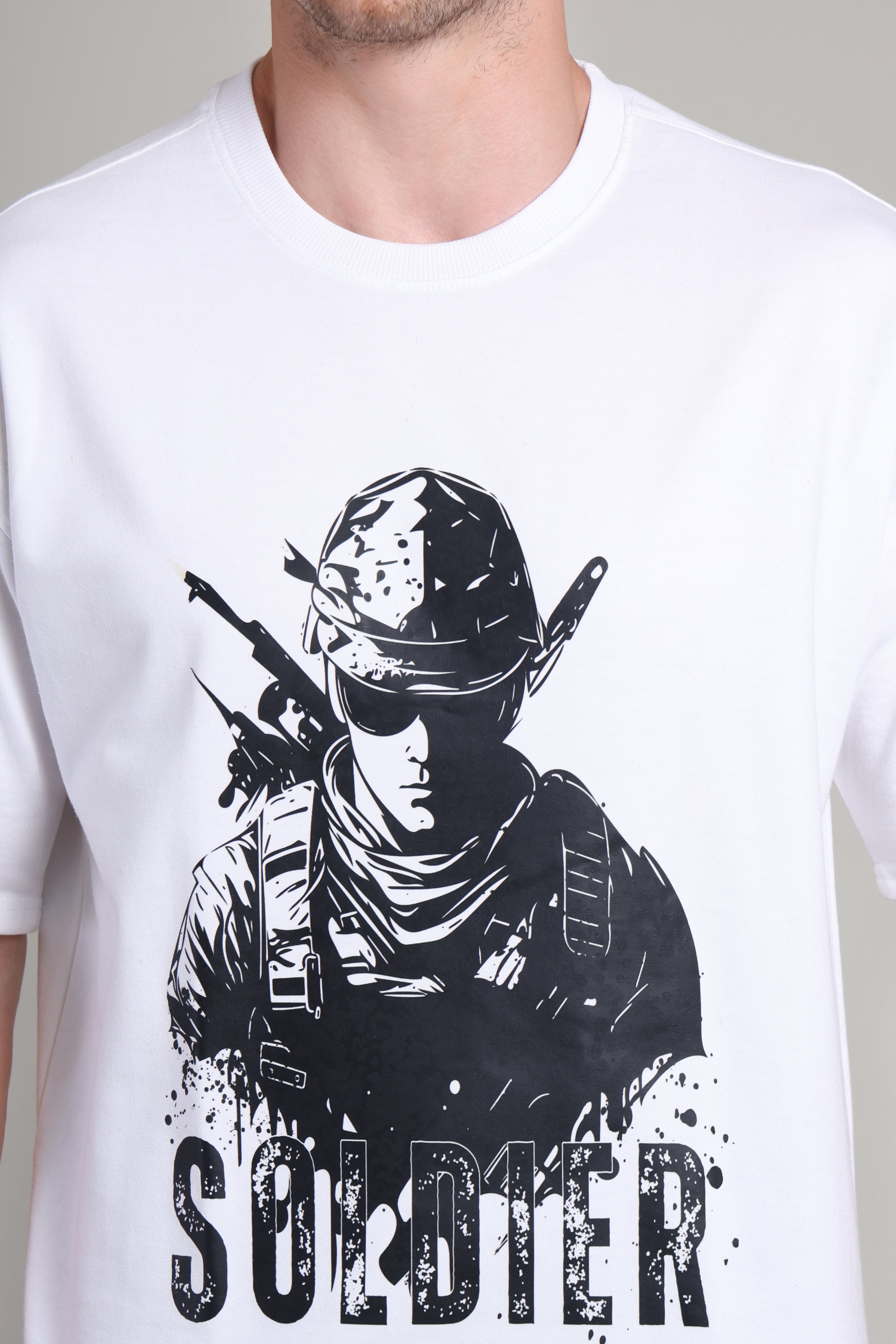 Oversized T Shirt - Soldier - White