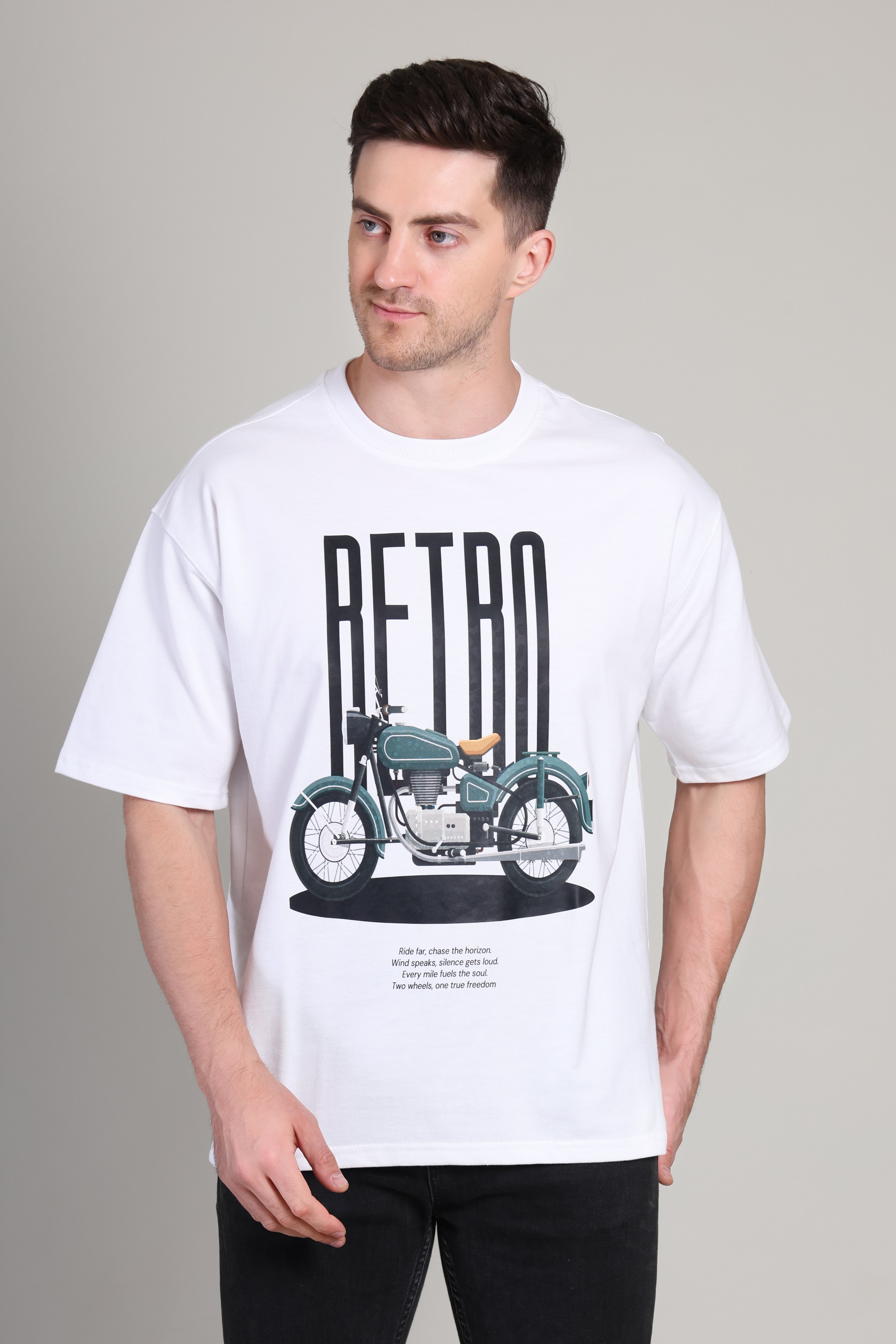 Oversized T Shirt - Retro - White
