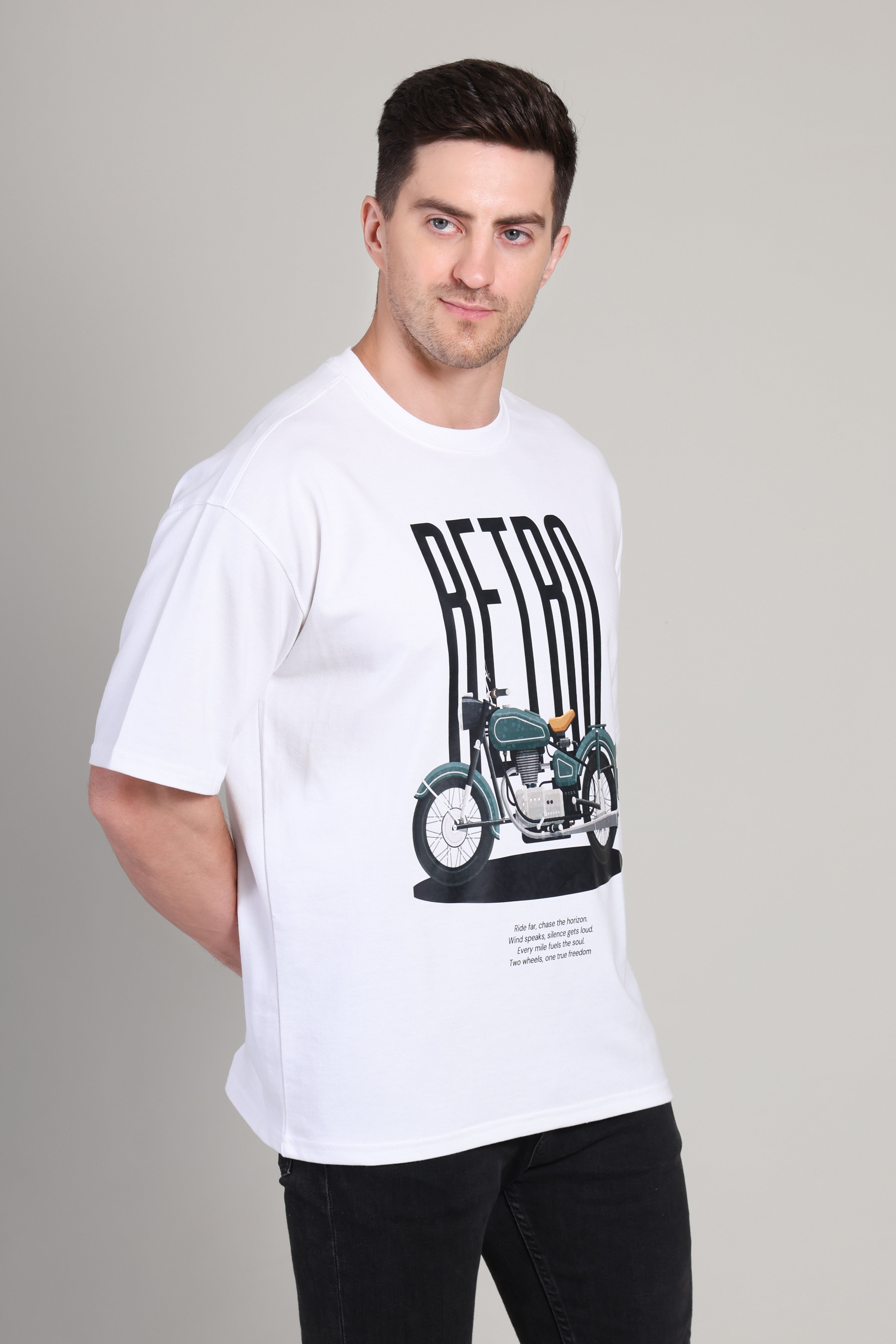 Oversized T Shirt - Retro - White