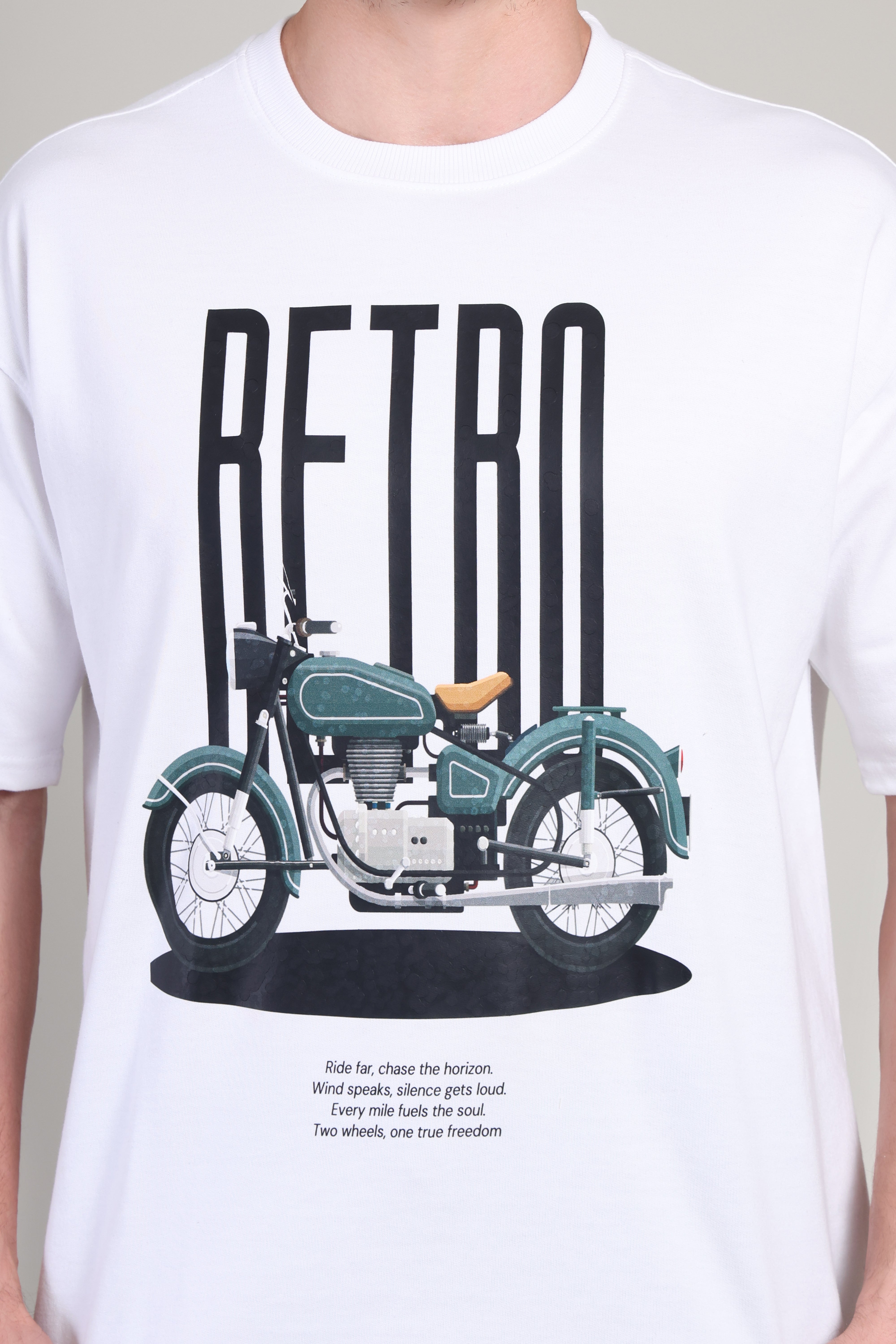 Oversized T Shirt - Retro - White