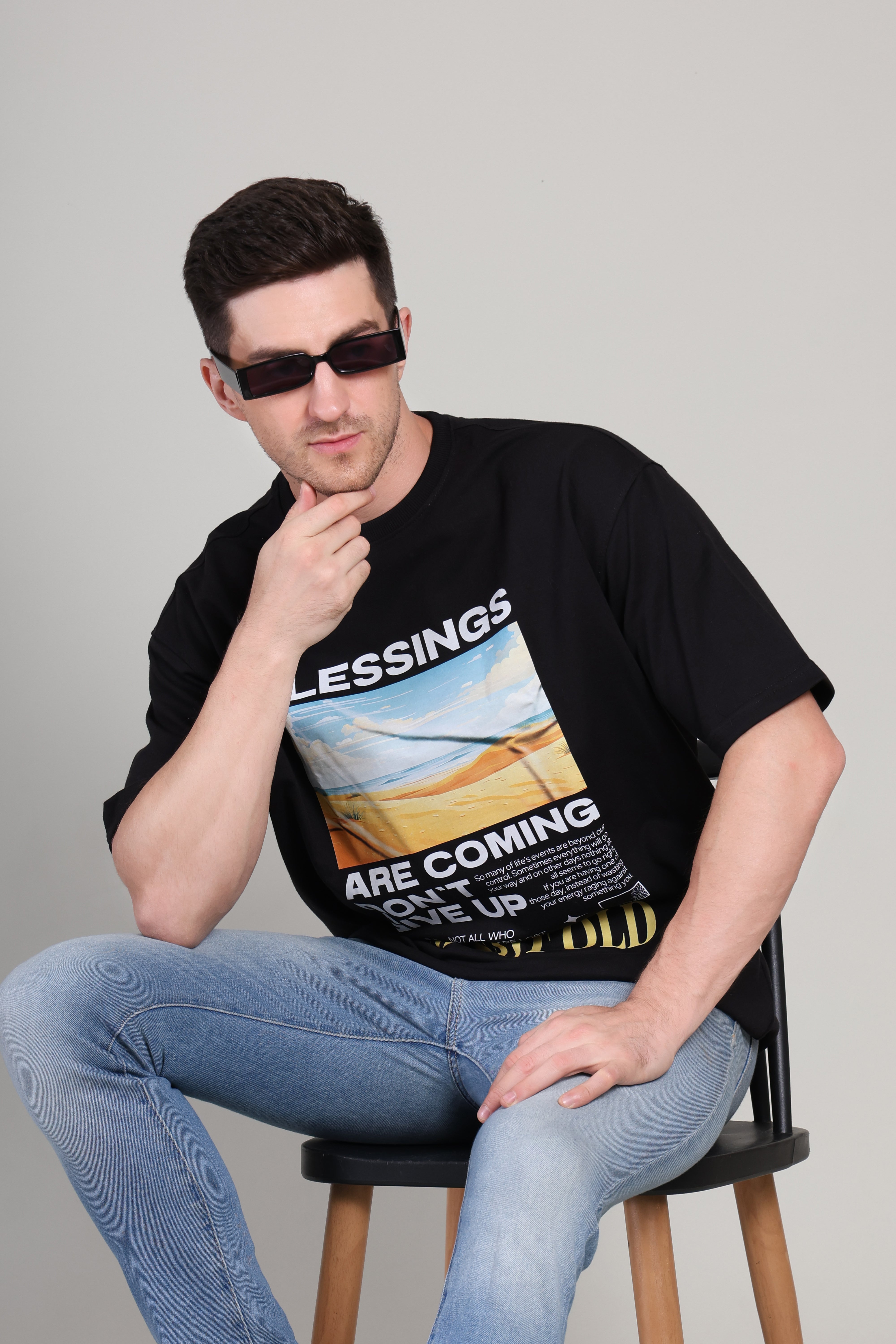 Oversized T Shirt - Blessings Black