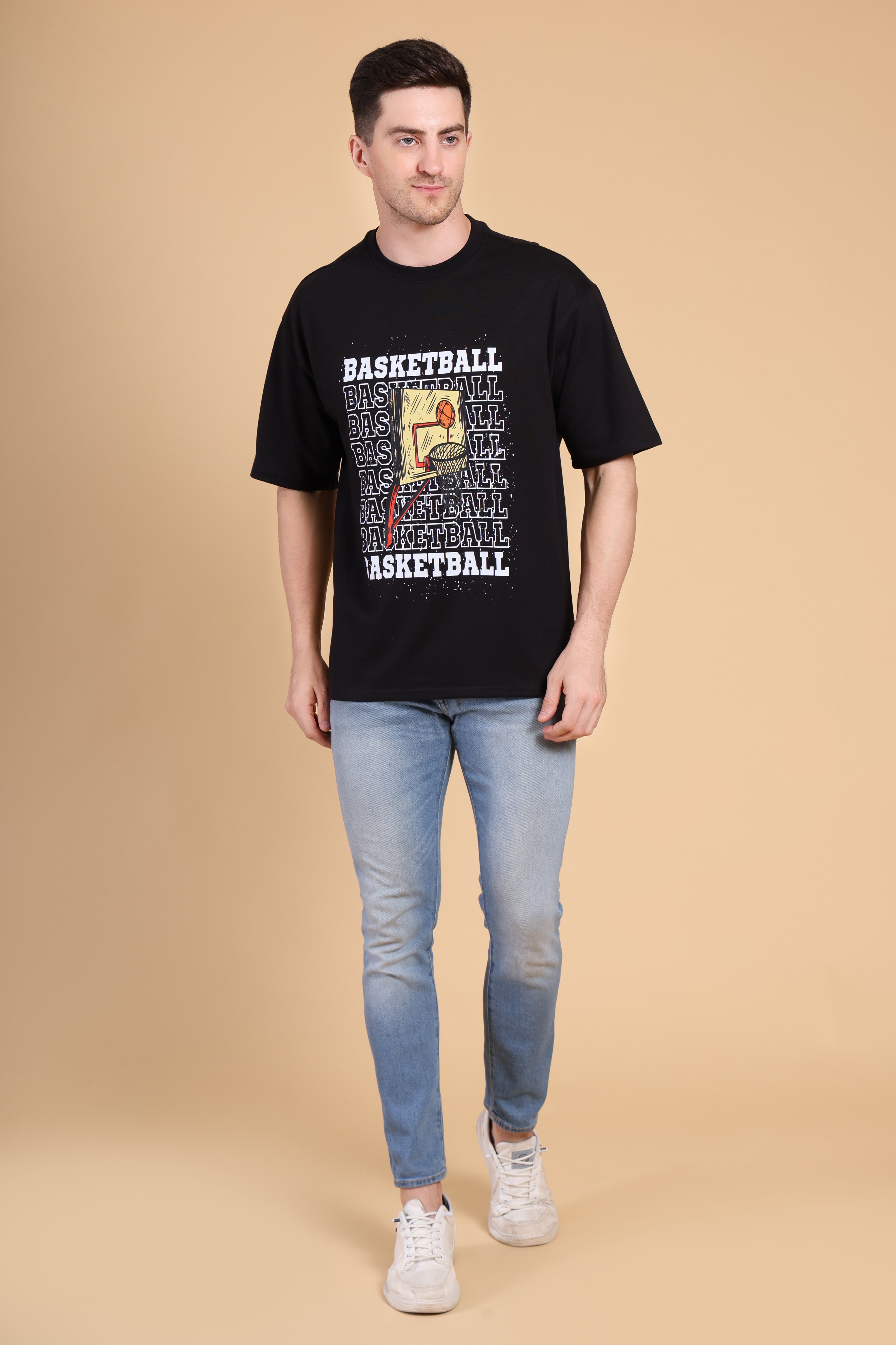 Oversized T Shirt - Basketball Black