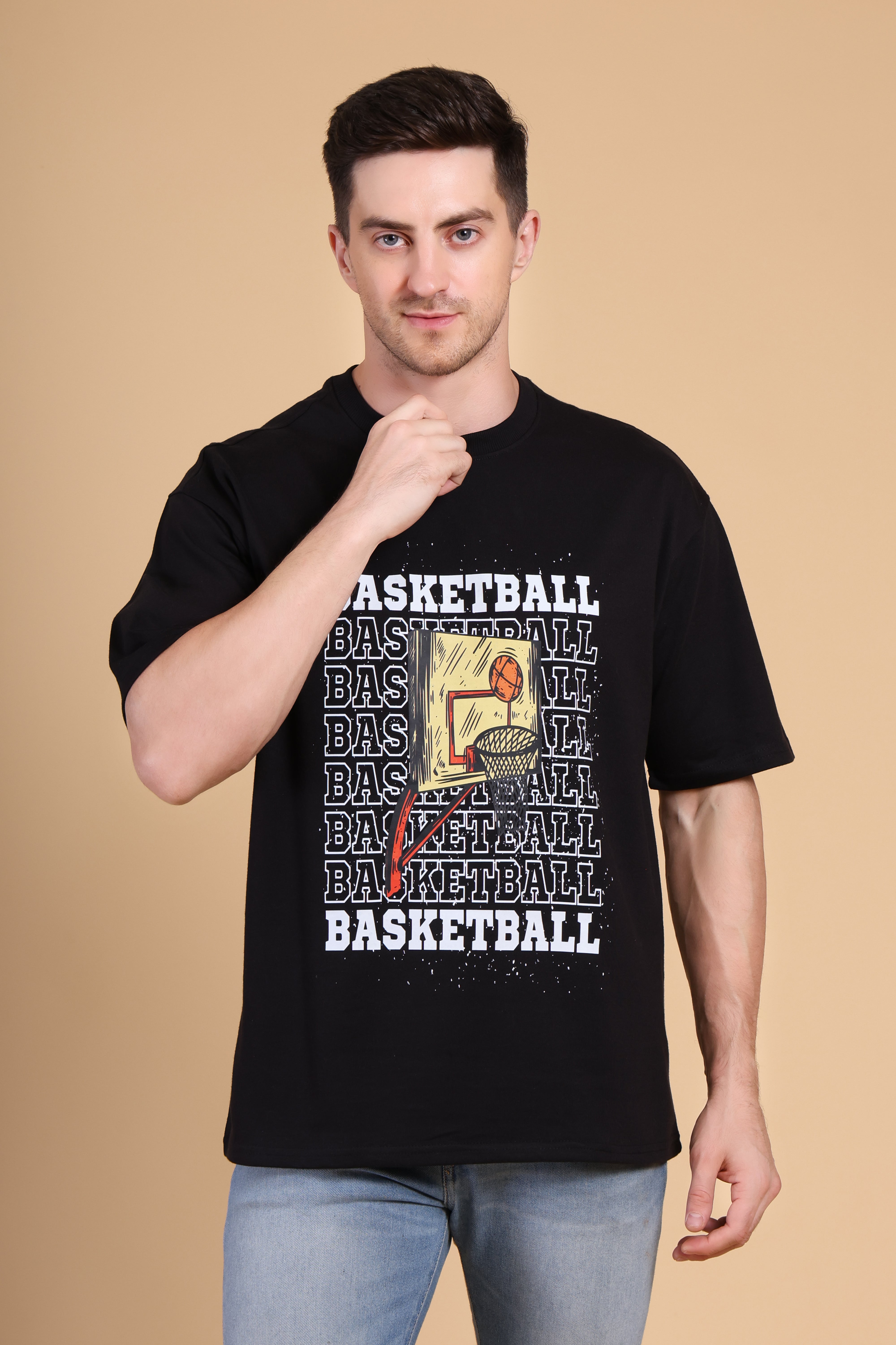Oversized T Shirt - Basketball Black