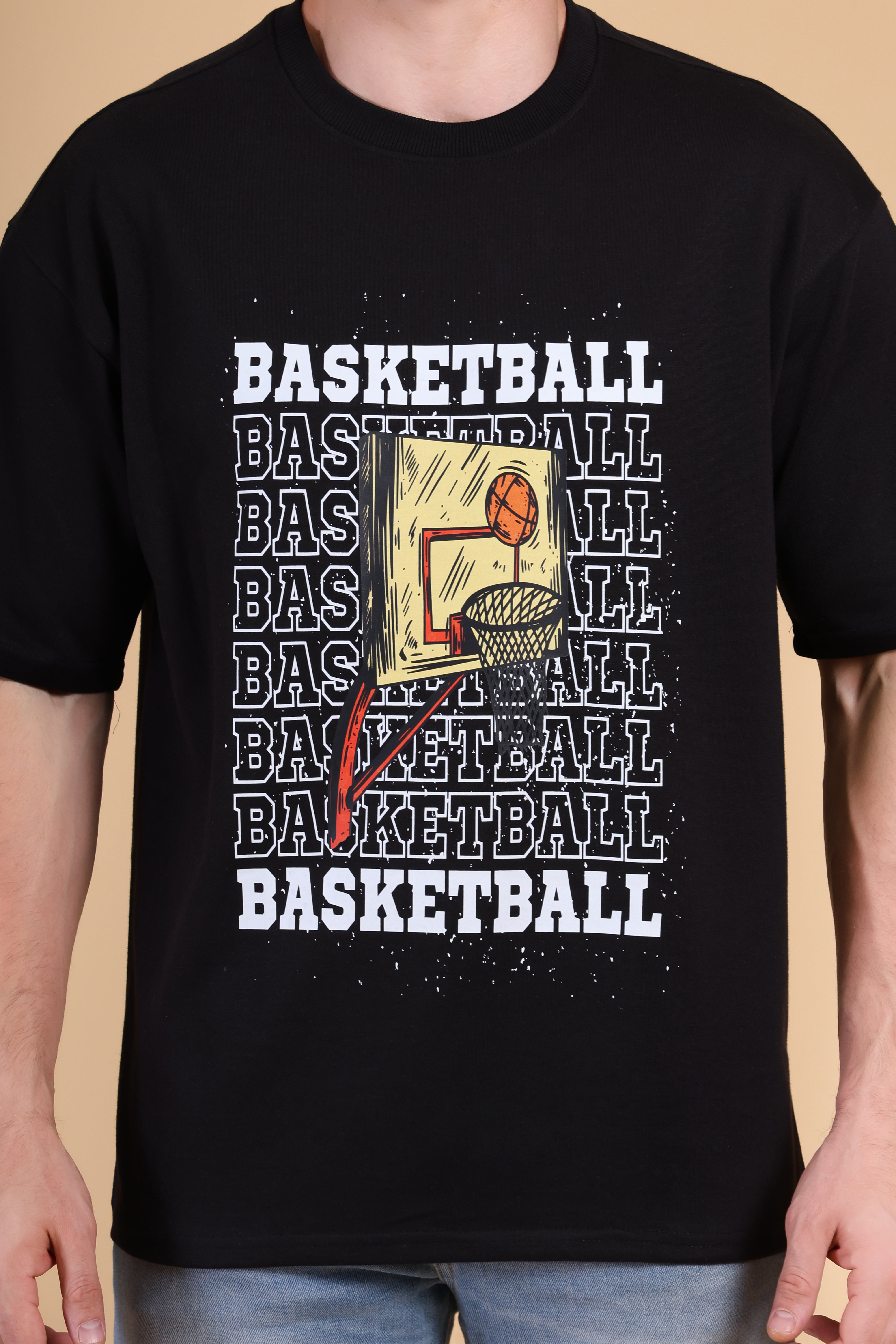 Oversized T Shirt - Basketball Black