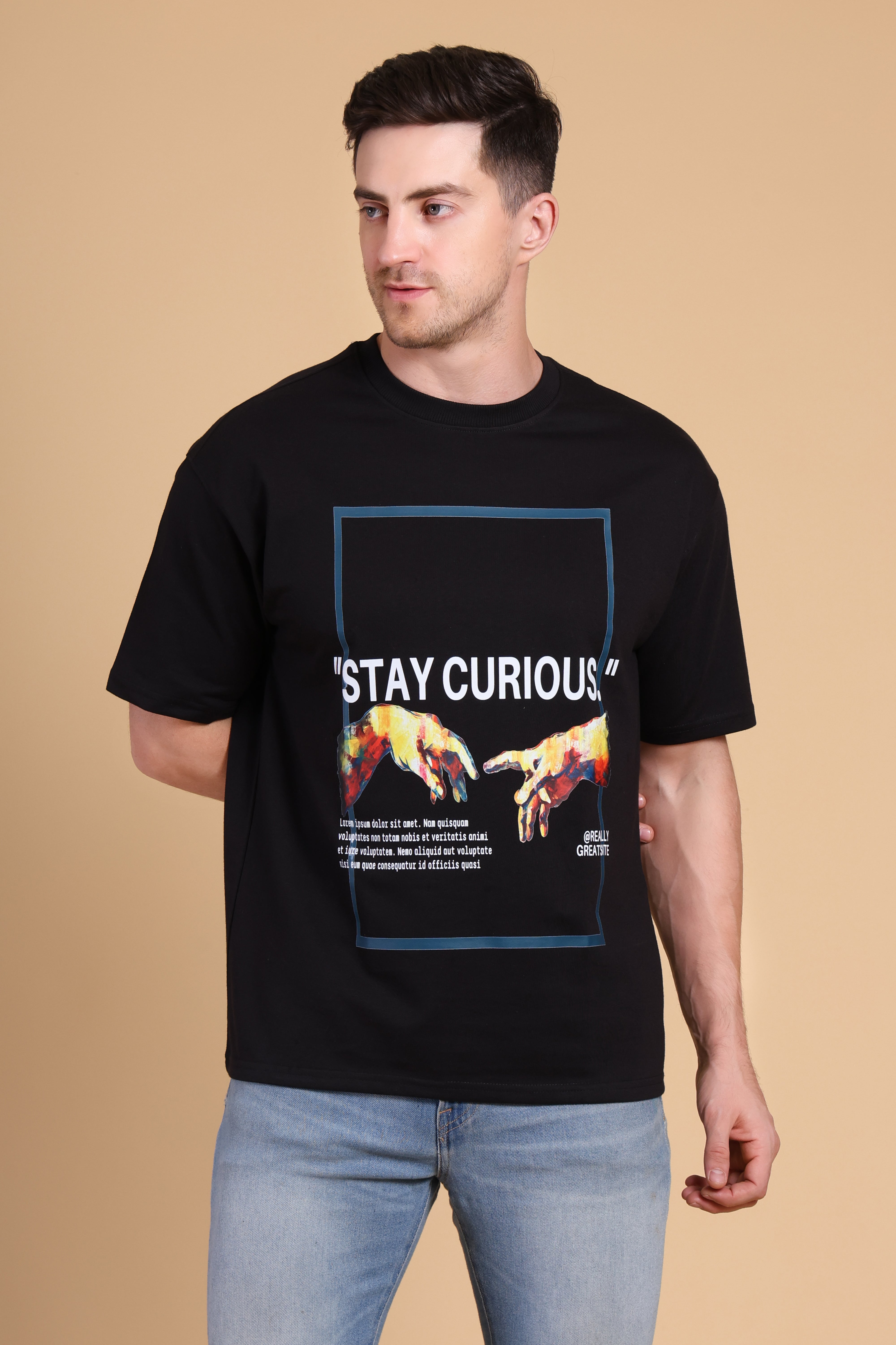 Oversized T Shirt - Retro Black