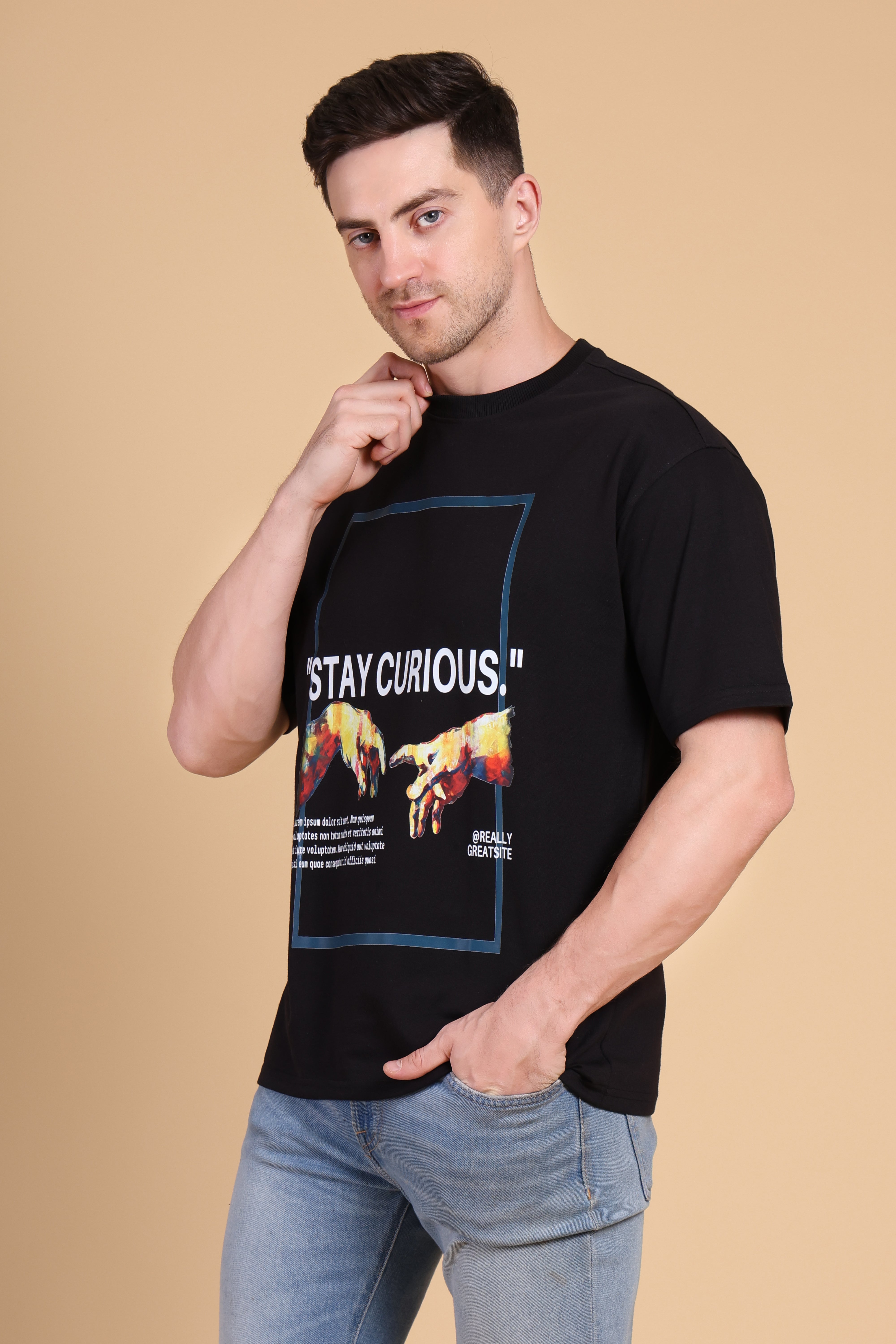 Oversized T Shirt - Retro Black