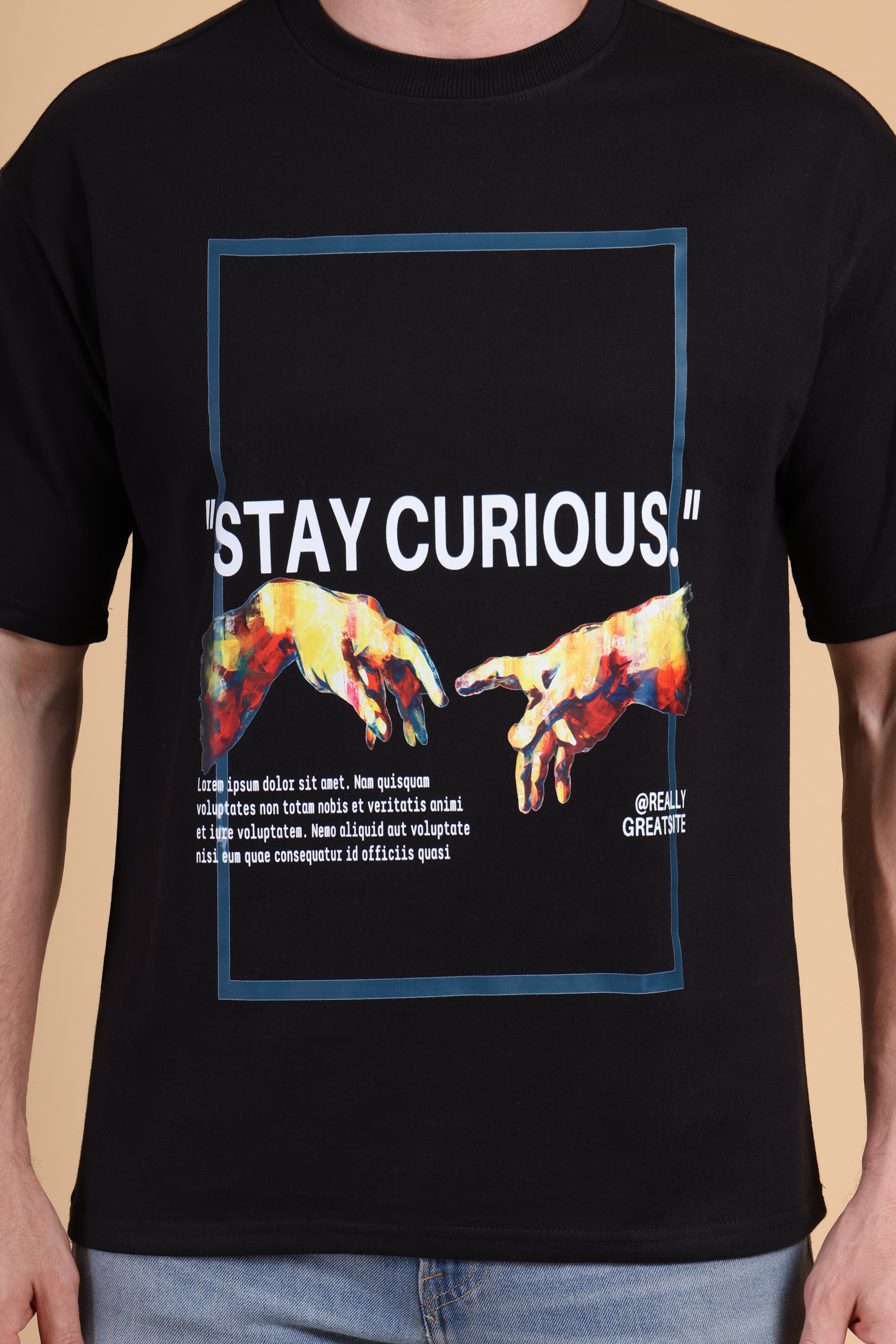 Oversized T Shirt - Retro Black