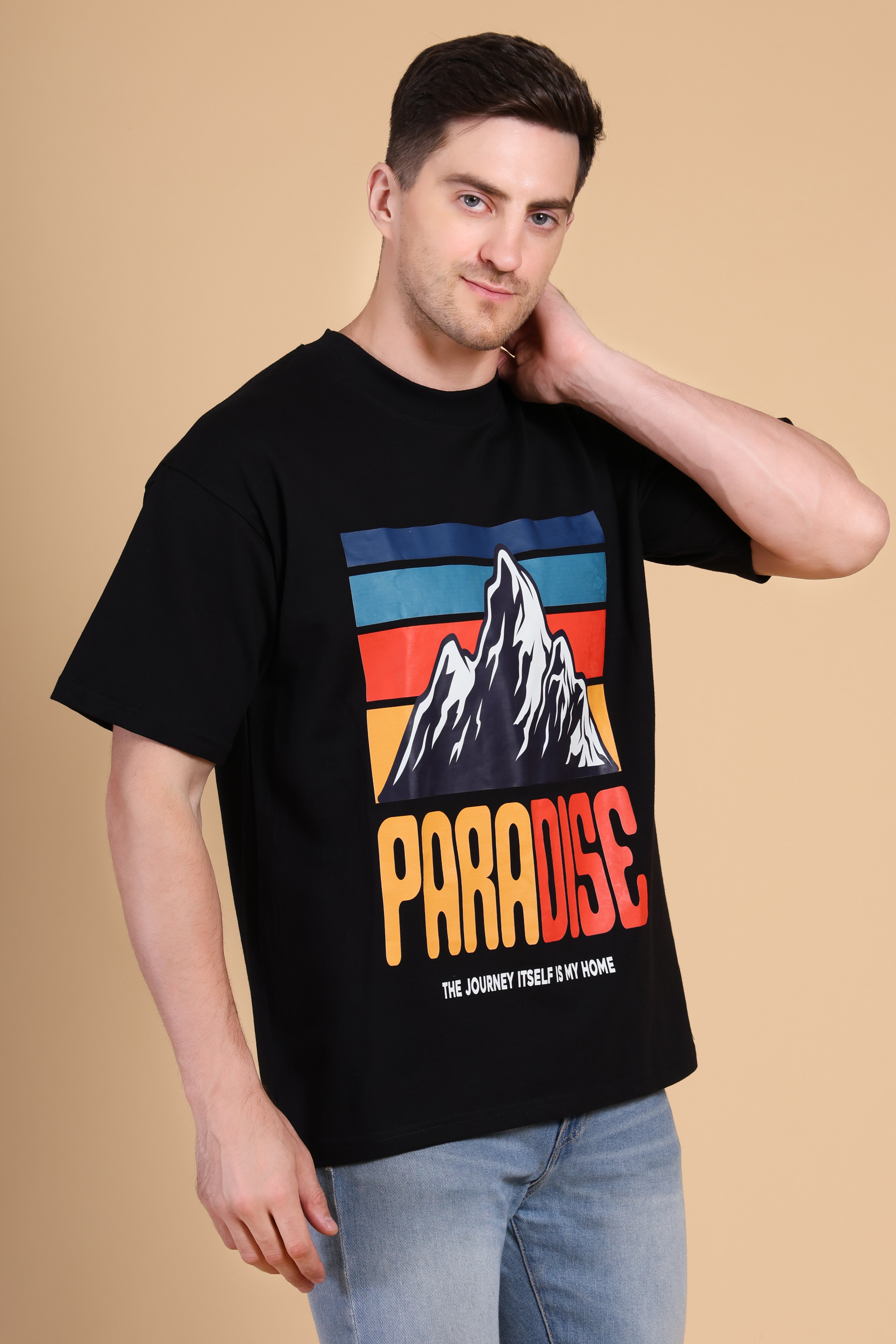 Oversized T Shirt - Paradise - Black