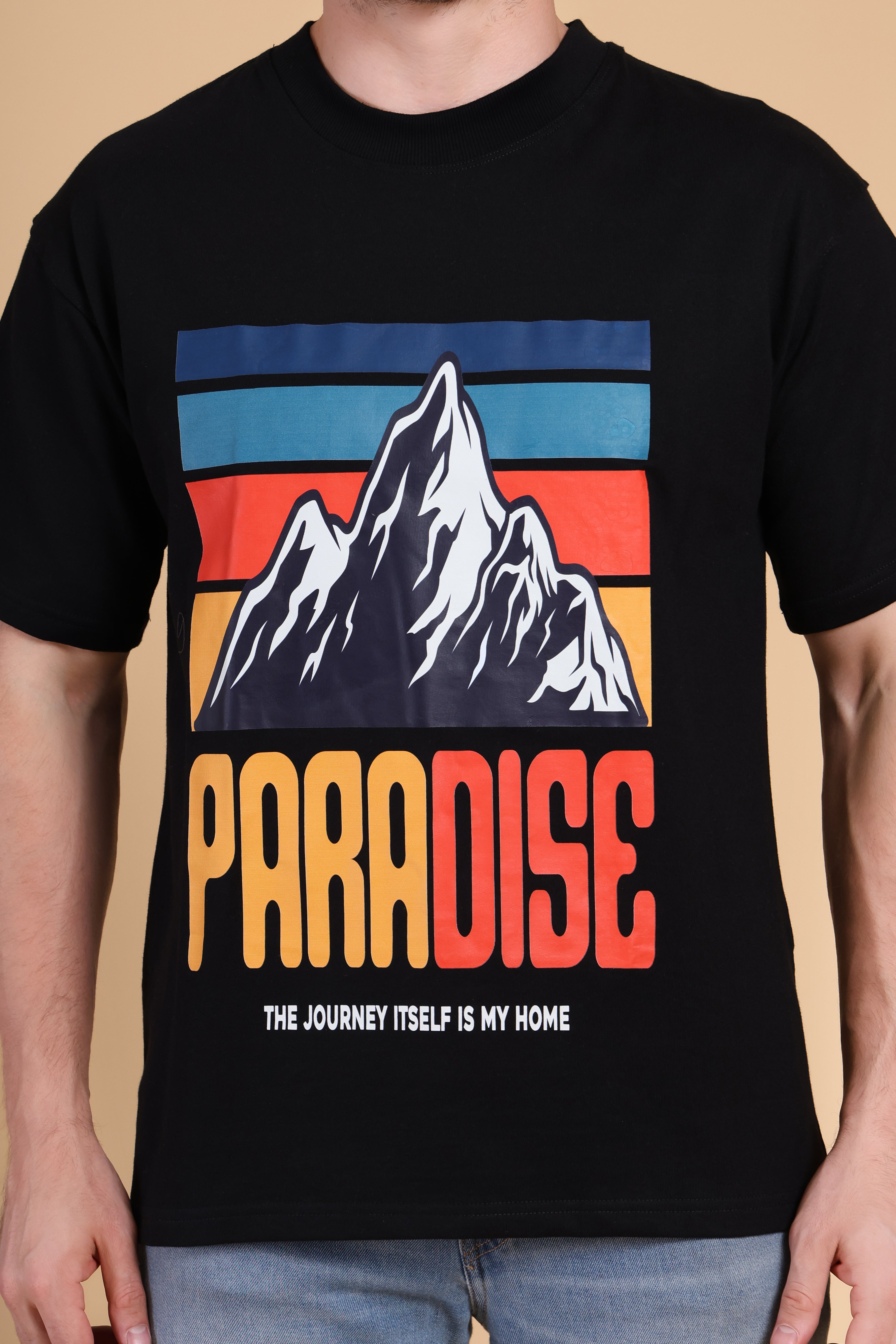 Oversized T Shirt - Paradise - Black