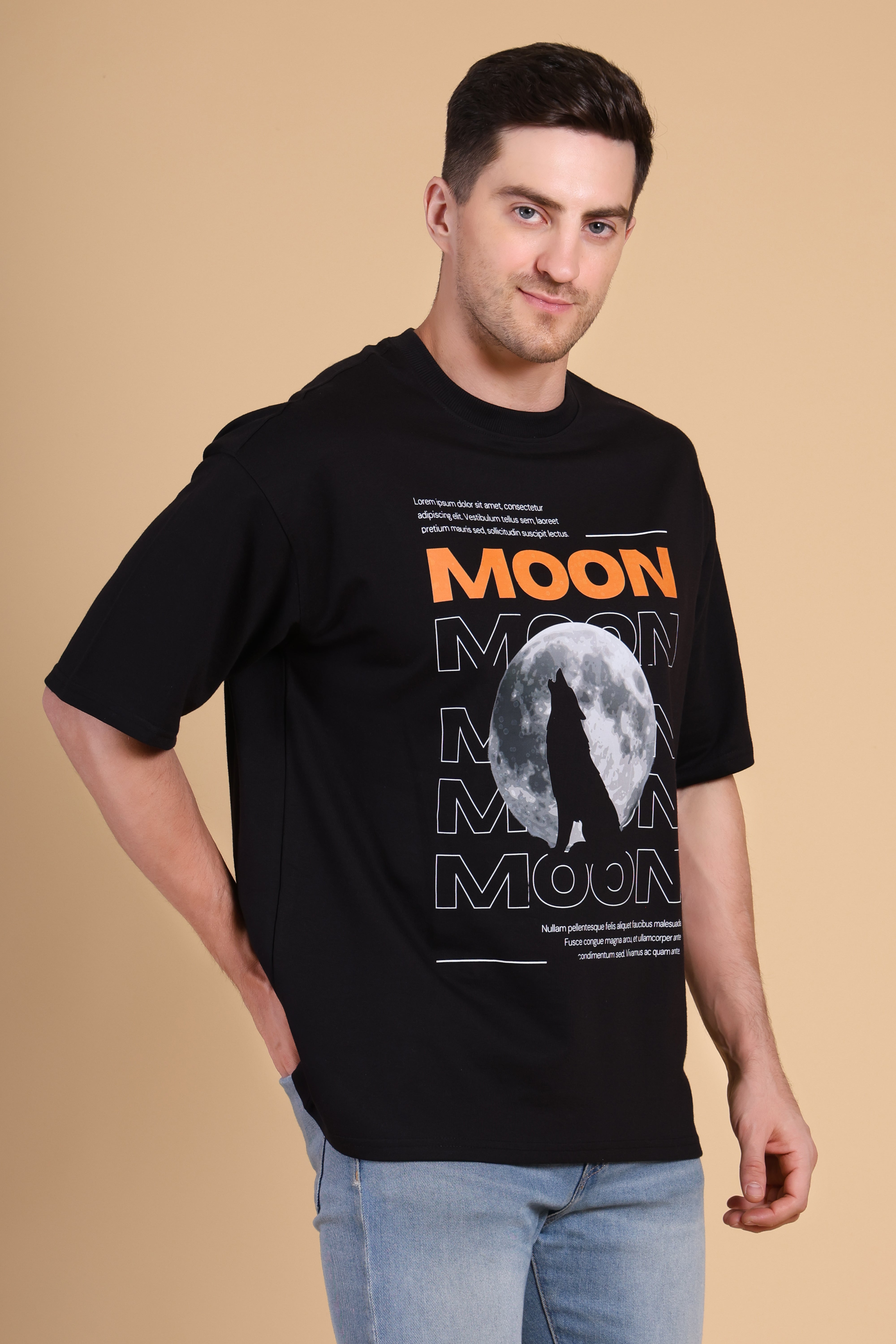 Oversized T Shirt - Moon Black