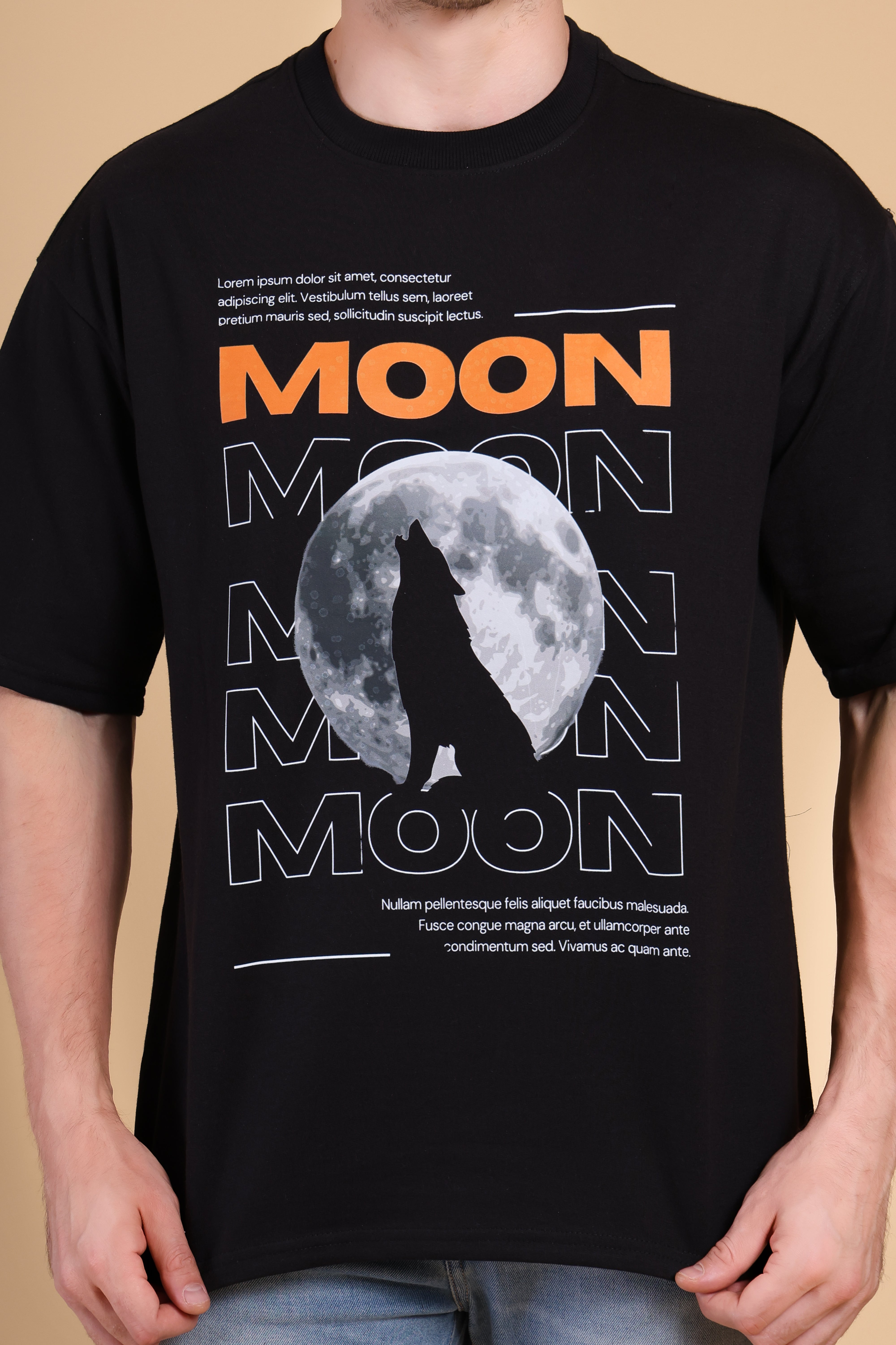 Oversized T Shirt - Moon Black