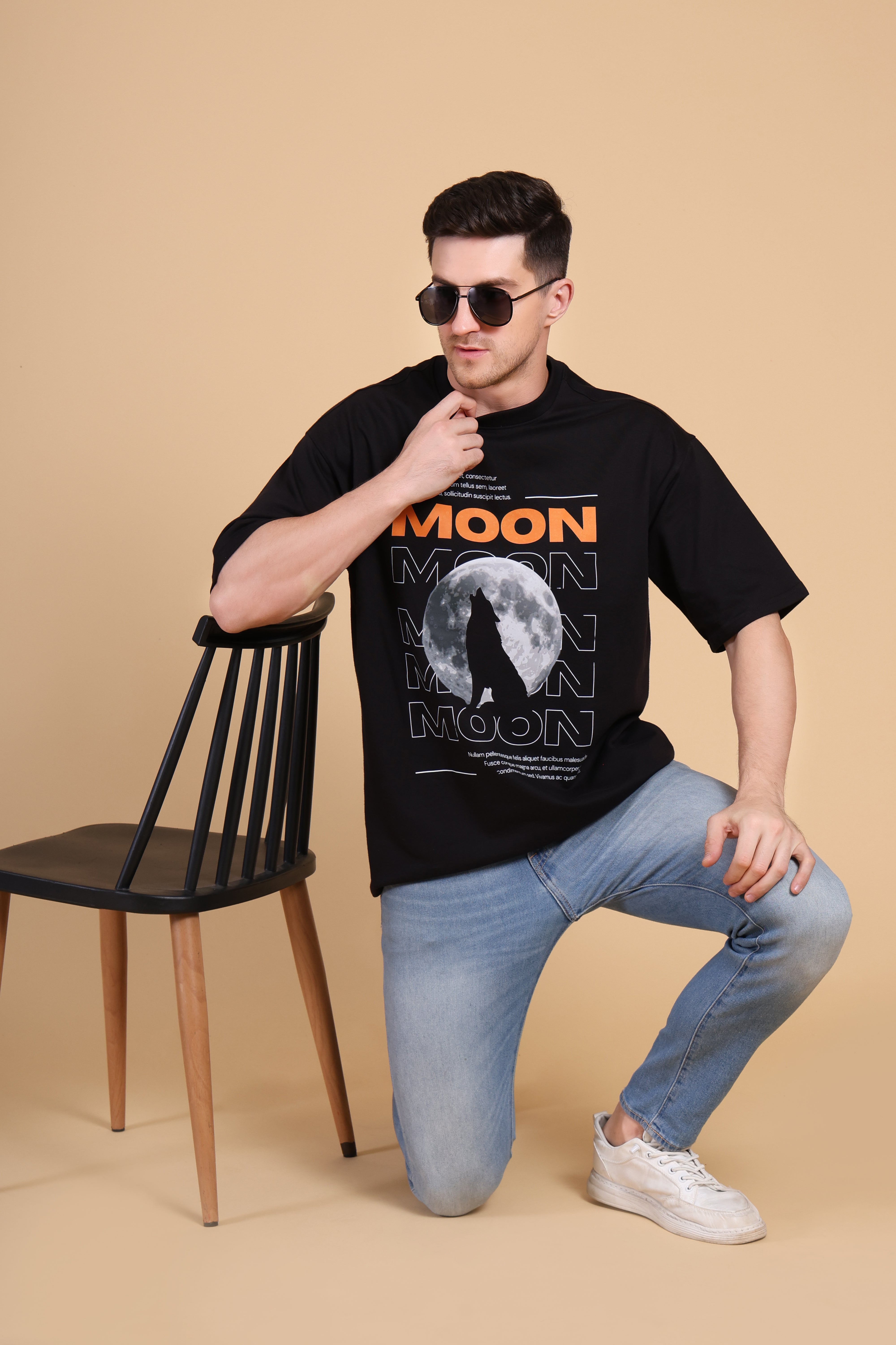 Oversized T Shirt - Moon Black